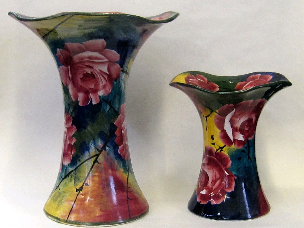 Appraisal: Two Wemyss Jazzy Rose Lady Eva vases painted marks and