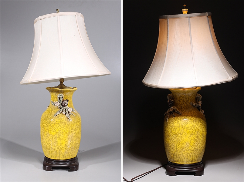 Appraisal: Pair of antique Chinese porcelain vases mounted as lamps each