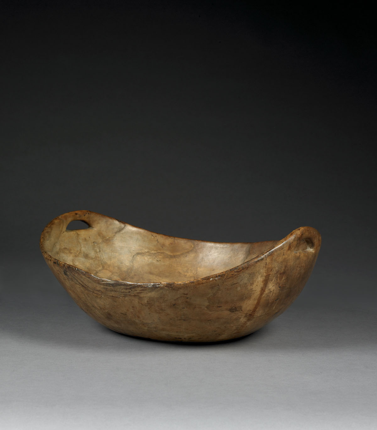 Appraisal: NATIVE AMERICAN BURL BOWL WITH CUT-OUT HANDLES Oval with raised