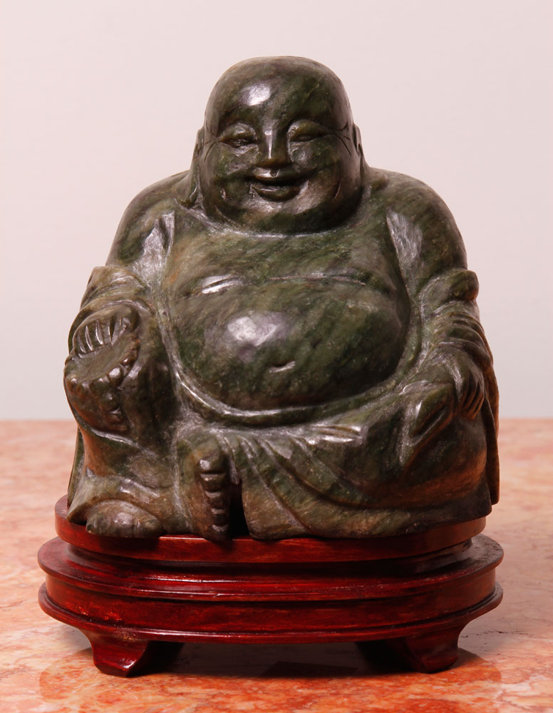 Appraisal: - Chinese Seated Buddha Figure Hardstone Chinese figure of a