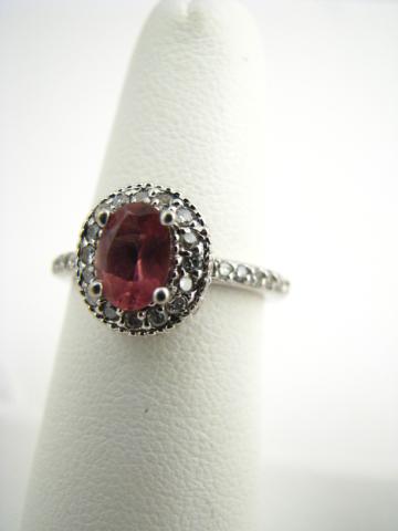 Appraisal: K white gold pink tourmaline ring with pave set diamonds