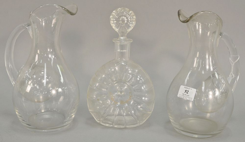 Appraisal: Lot of three glass pieces including Baccarat Remy Martin bottle