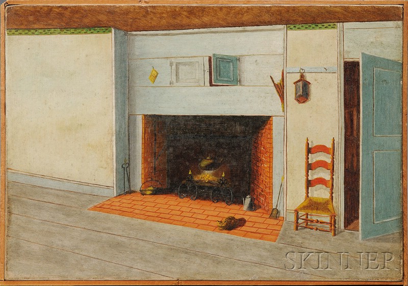 Appraisal: American School th Century Interior Scene of a Nantucket House