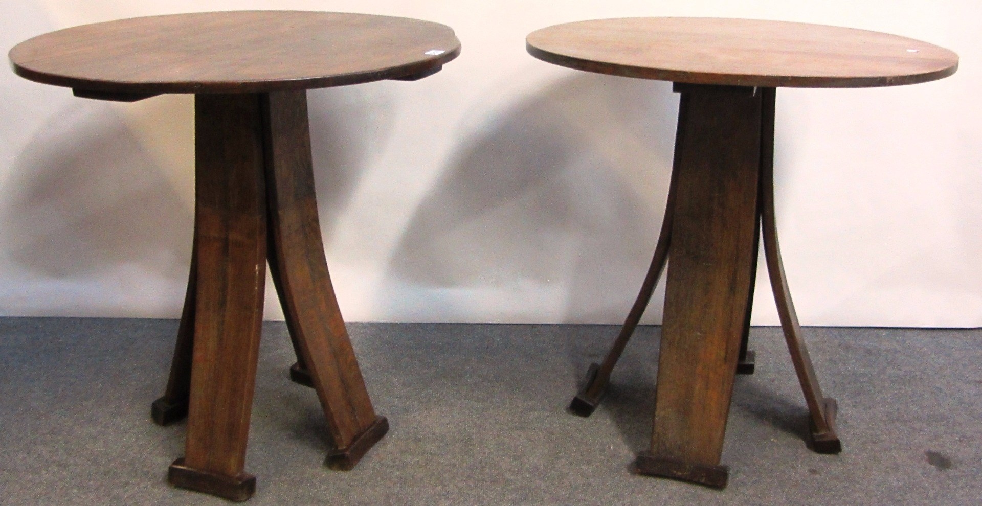 Appraisal: A pair of th century oak circular occasional tables each