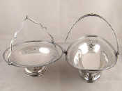 Appraisal: Two silver plated cake baskets with swing handles one round