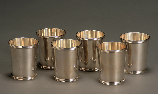 Appraisal: Set of Six Mexican Sterling Julep Cups Tane Orfebres Mexico