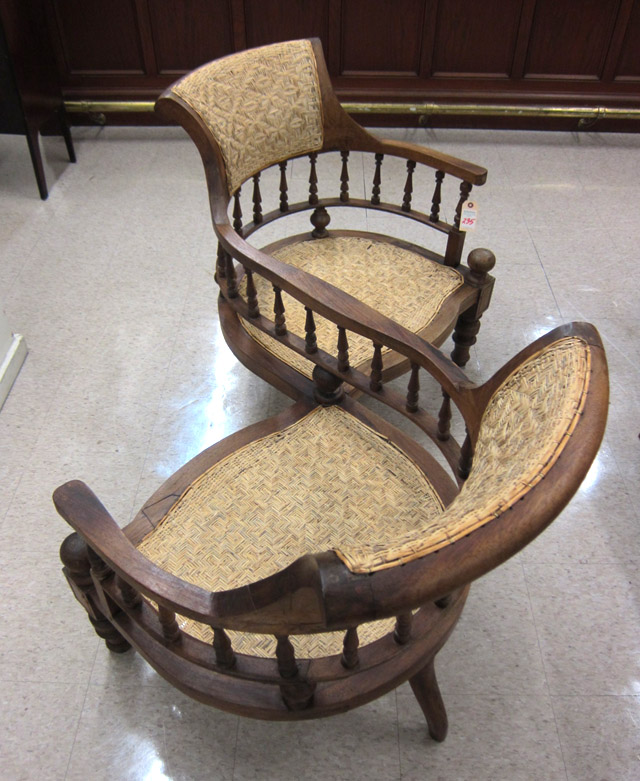 Appraisal: VICTORIAN STYLE TETE-A-TETE SETTEE of hardwood construction with S-curve arm