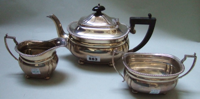 Appraisal: A silver three piece tea set comprising a teapot a