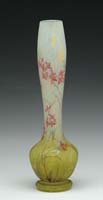 Appraisal: DAUM CAMEO ENAMELED VASE Beautiful bulbous vase with elongated neck