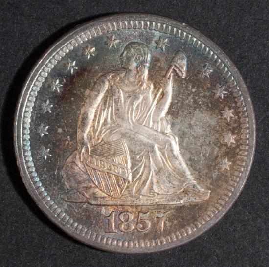 Appraisal: United States seated Liberty type silver quarter dollar MS- almost