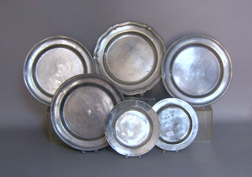 Appraisal: Six English pewter plates th c largest - dia