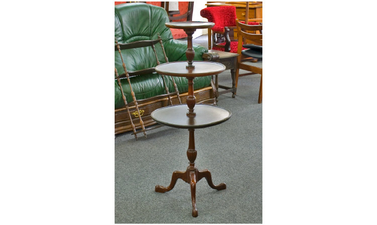 Appraisal: Mahogany Dumb Waiter With Three Circular Shelves And Turned Support