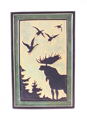 Appraisal: FRANKLIN Rare vertical tile embossed with a Nordic scene of