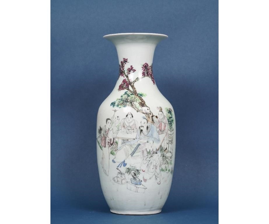 Appraisal: Temple size Chinese porcelain vase signed h x w at