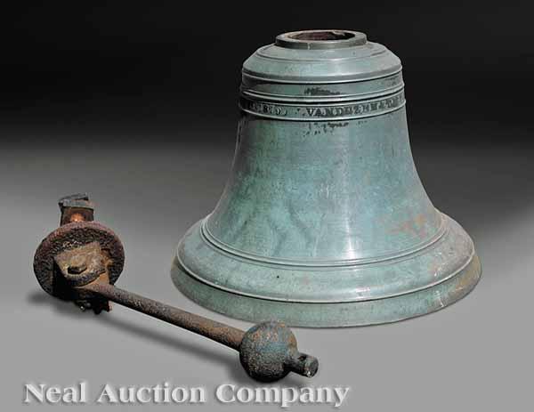 Appraisal: An American Bronze Plantation Bell marked Vanduzen Tiff Cincinnati complete