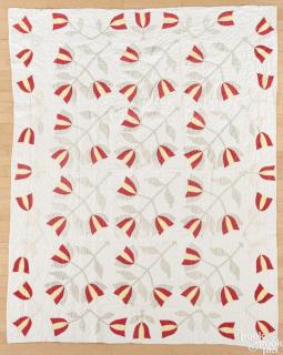 Appraisal: Appliqu tulip quilt ca '' x '' Provenance The Estate