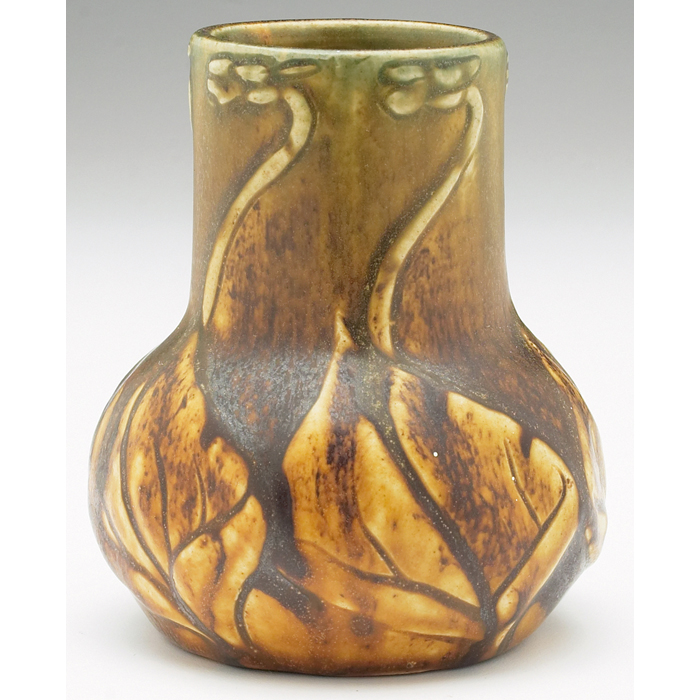 Appraisal: Van Briggle vase c raised design of budding plants with