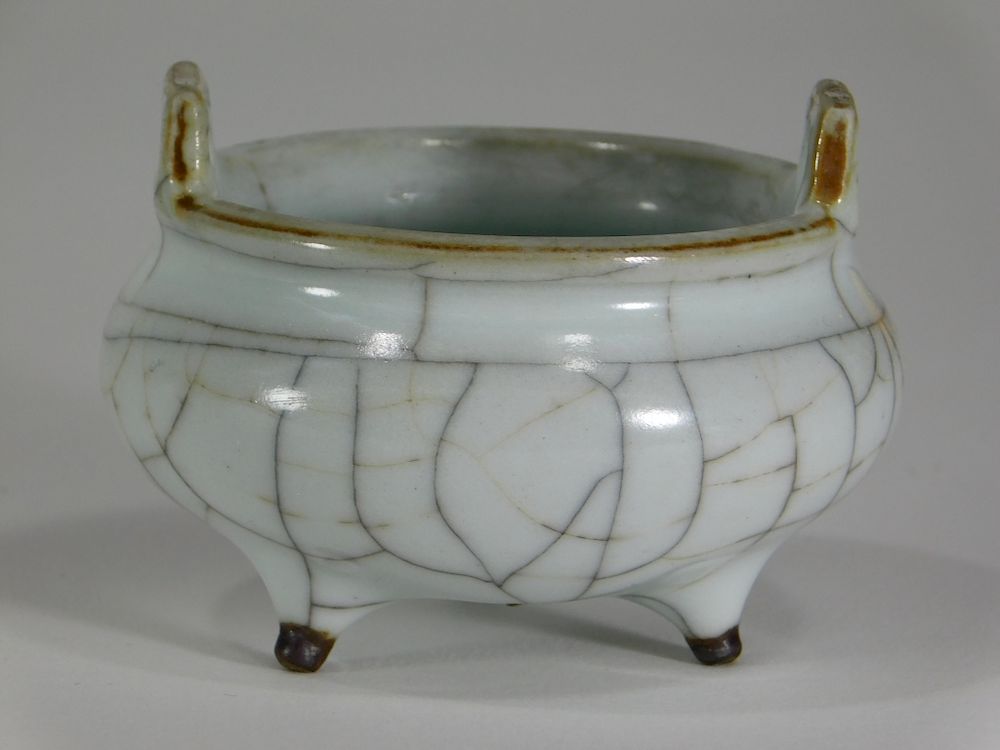 Appraisal: Diminutive Chinese Crackle Glaze Porcelain Censer China Early th century