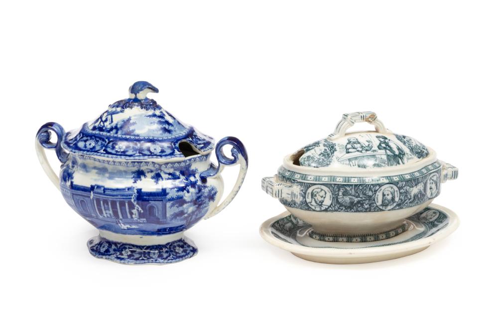 Appraisal: Two English Transferware Covered Sauce Tureens incl one Wedgwood th