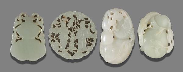 Appraisal: A group of four small jade decorations One of thin