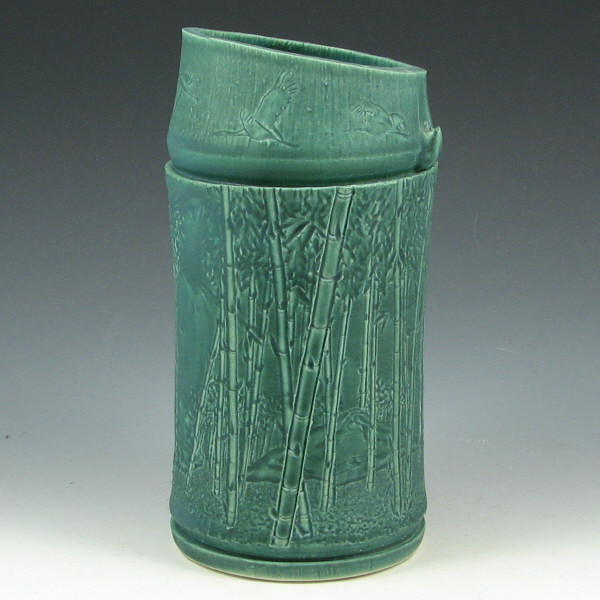 Appraisal: Tim Eberhardt Matte Green Bamboo Vase - Mint Tim Eberhardt