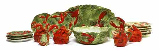 Appraisal: A Royal Bayreuth Porcelain Partial Lobster Service comprising three covered