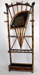 Appraisal: Vintage French Bamboo Hall Tree With Mirror h x w