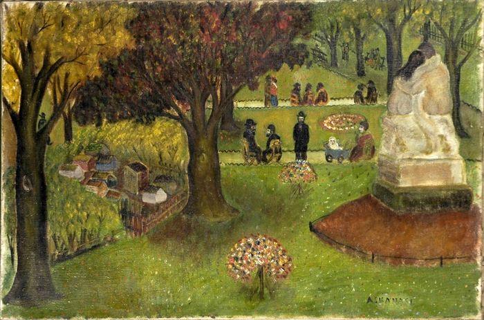 Appraisal: th C School Summertime in the Park Oil on canvas