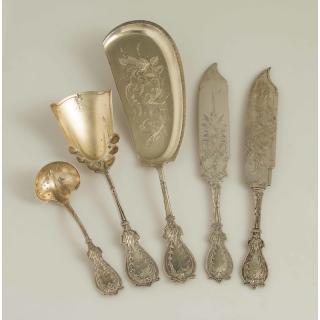 Appraisal: Silver Serving Pieces Faralone Pattern Five silver serving pieces Faralone