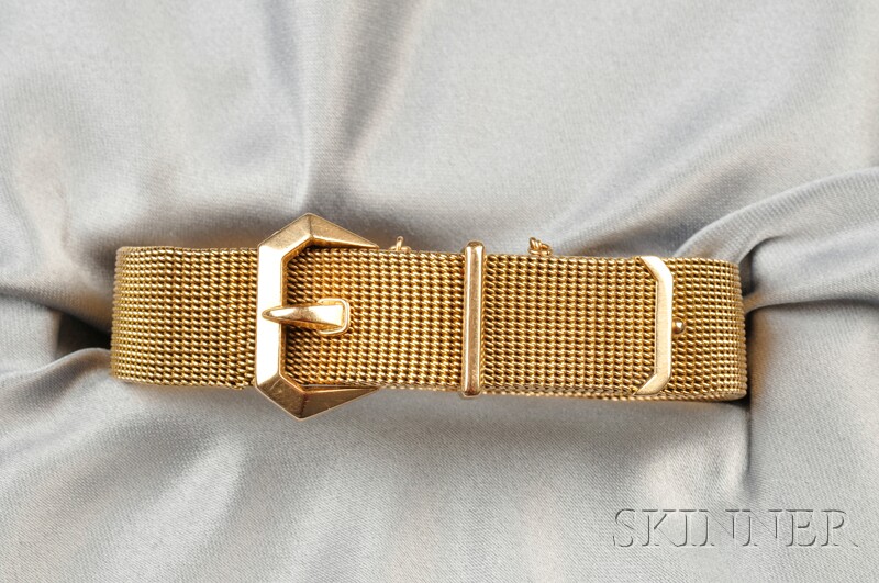 Appraisal: kt Rose Gold Buckle Bracelet composed of woven links dwt