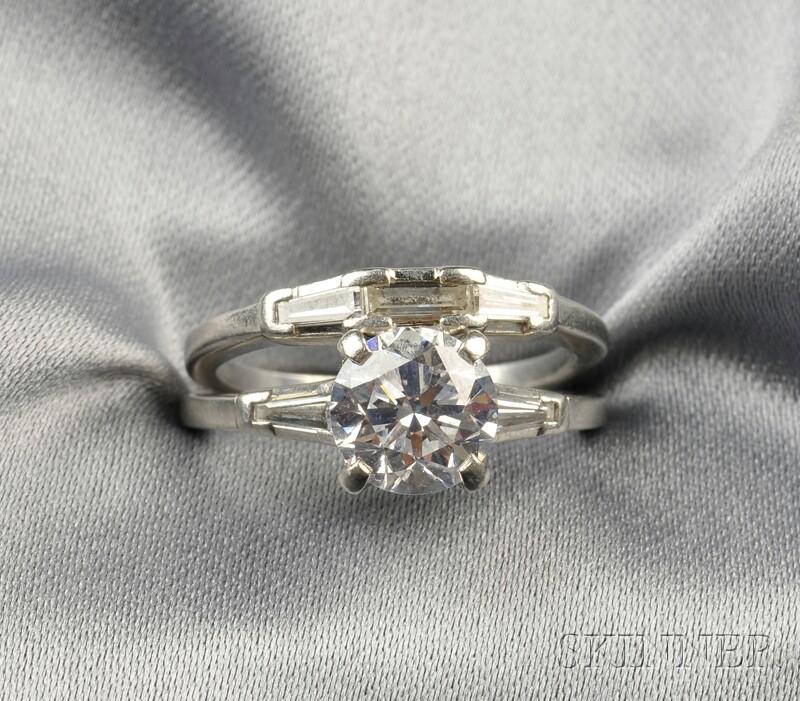 Appraisal: Platinum and Diamond Solitaire set with an old European-cut diamond