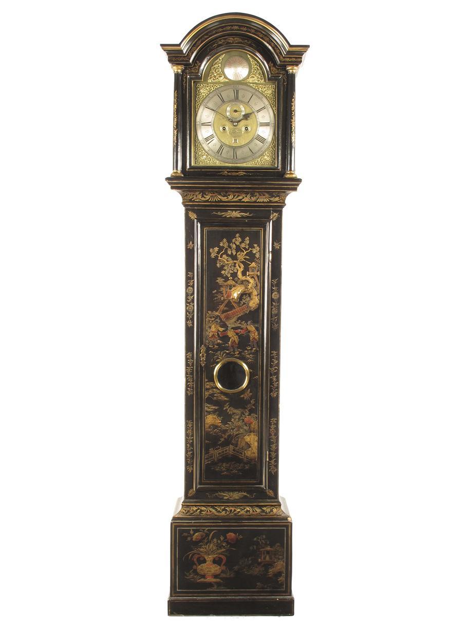 Appraisal: A black japanned longcase clock