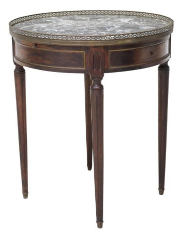 Appraisal: FRENCH LOUIS XVI STYLE MARBLE-TOP BOUILLOTTE TABLEFrench Louis XVI style