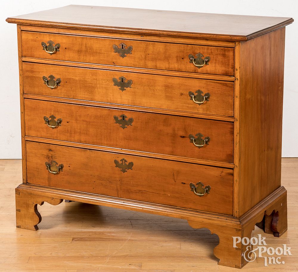 Appraisal: New England Chippendale maple chest of drawers New England Chippendale