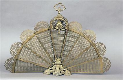 Appraisal: Louis XIV-Style Gilt-Metal Nine-Panel Fan-Form Fireplace Screen x in