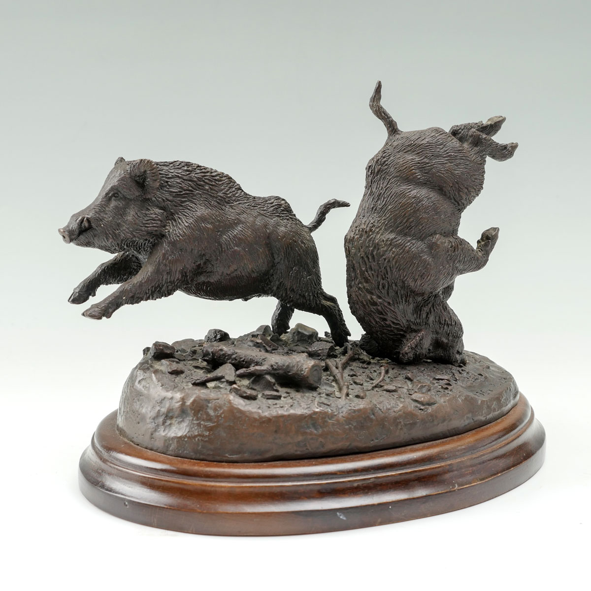 Appraisal: LALANDA Josechu Spanish - Bronze Sculpture Grouping of Boars Jose