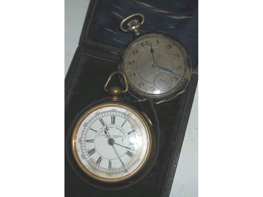 Appraisal: La Tavannes lever gold plated half-hunter pocket watch jewels mm