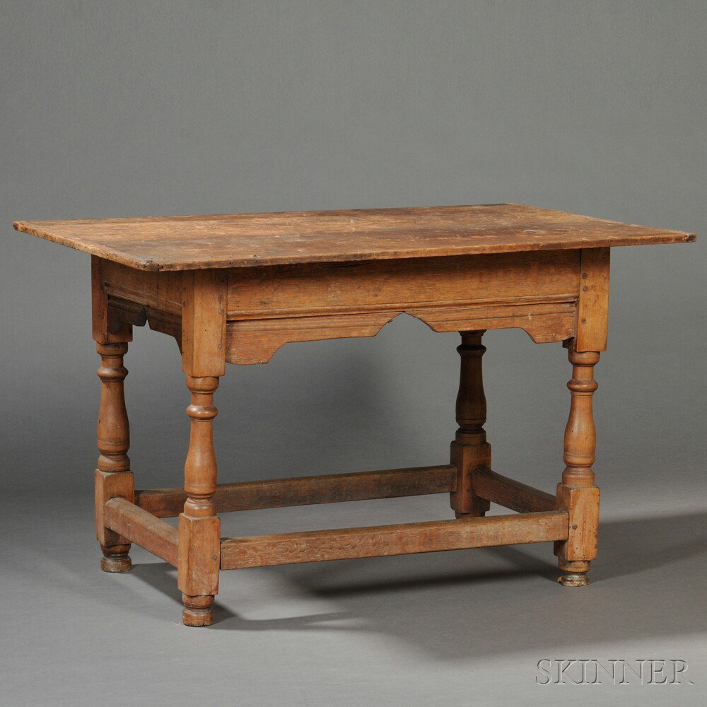 Appraisal: Rectangular Maple and Oak Joined Table probably Boston or vicinity