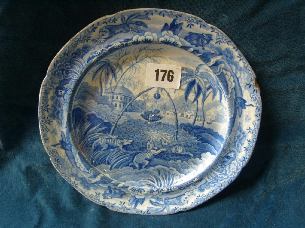 Appraisal: A th century Spode Indian Sporting pattern blue and white