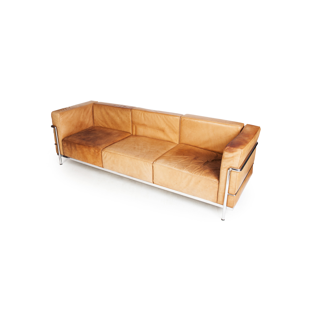 Appraisal: AFTER LE CORBUSIER 'GRAND CONFORT' THREE-SEAT SOFA MODERN DESIGNED with