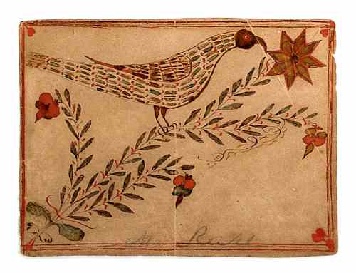 Appraisal: Southeastern Pennsylvania watercolor fraktur bookplate early th c of a