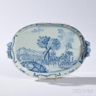 Appraisal: Tin-glazed Earthenware Delft Serving Tray Holland late th century handled