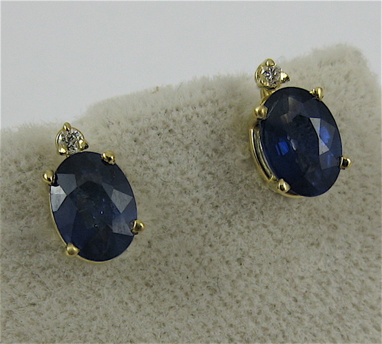 Appraisal: PAIR OF SAPPHIRE DIAMOND AND K GOLD EARRINGS each is