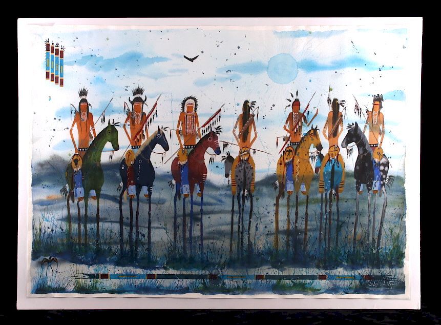 Appraisal: Original Watercolor by Crow Native Leland Stewart This is an