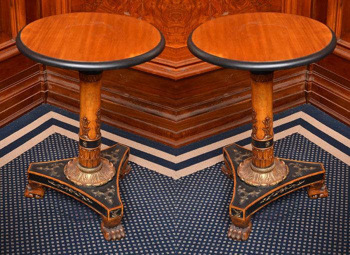 Appraisal: PAIR OF CIRCULAR OCCASIONAL TABLES ON PEDESTAL BASE H