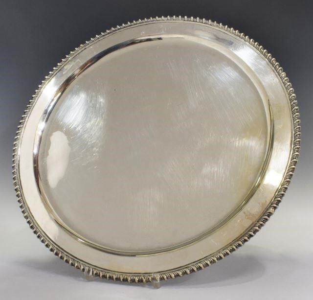 Appraisal: Modernist sterling silver circular tray serving platter Juvento Lopez Reyes