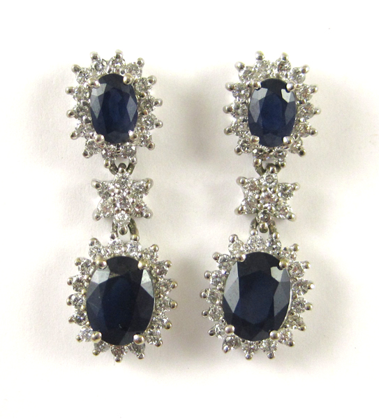 Appraisal: PAIR OF SAPPHIRE AND DIAMOND EARRINGS each k white gold