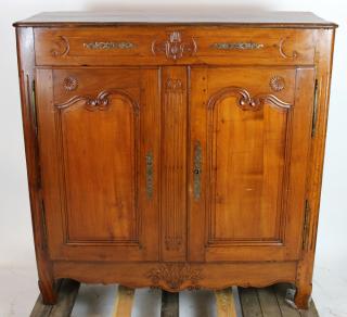 Appraisal: French Louis XV meuble d'appui in cherry Early th century