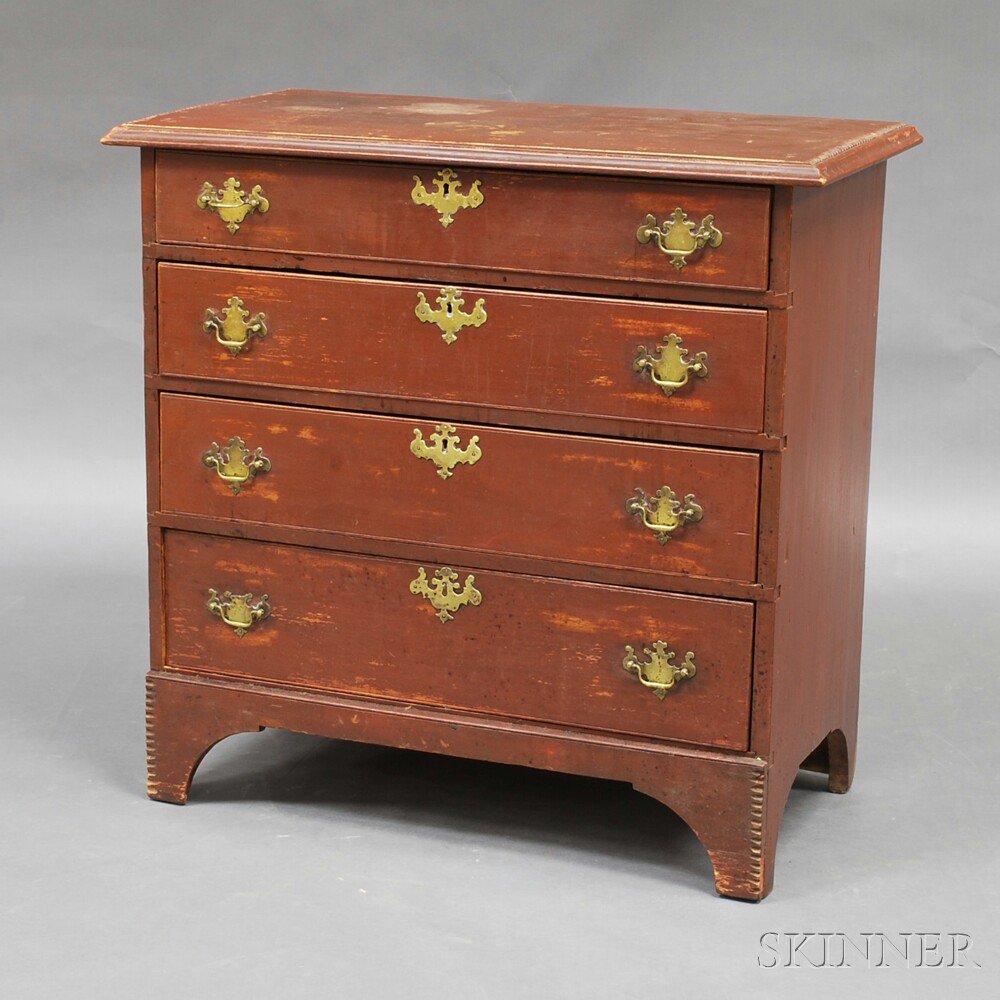 Appraisal: Chippendale Red-painted Chest of Drawers New England late th century