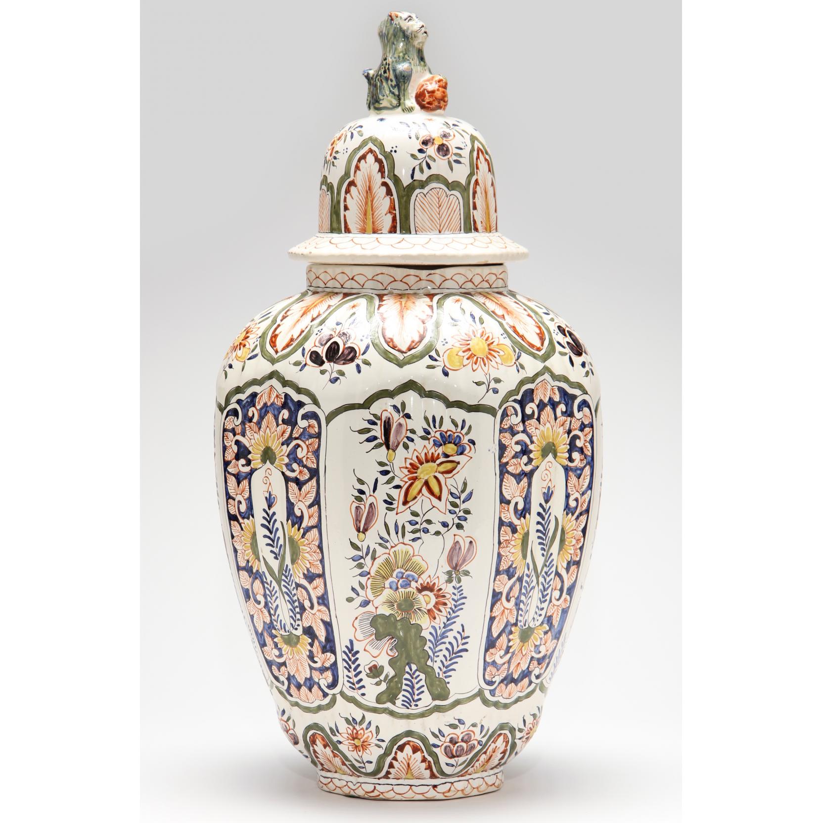 Appraisal: French Faience Lidded Jar circa - attributed to Rouen ovoid